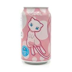 bibita frizzante alla pesca con l'immagine del pokemon mew