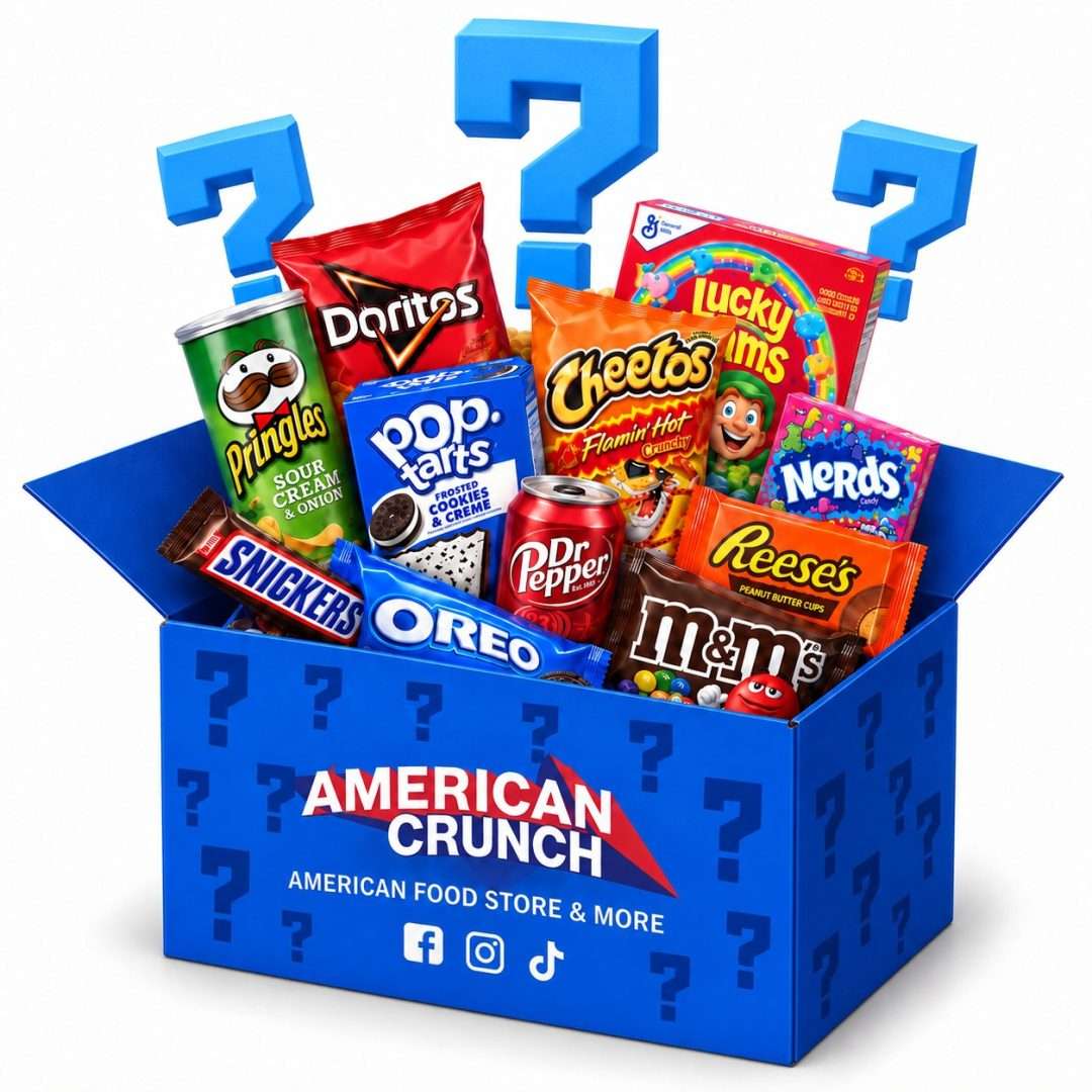 Mystery Crunchy Box di American Crunch con snack americani a sorpresa