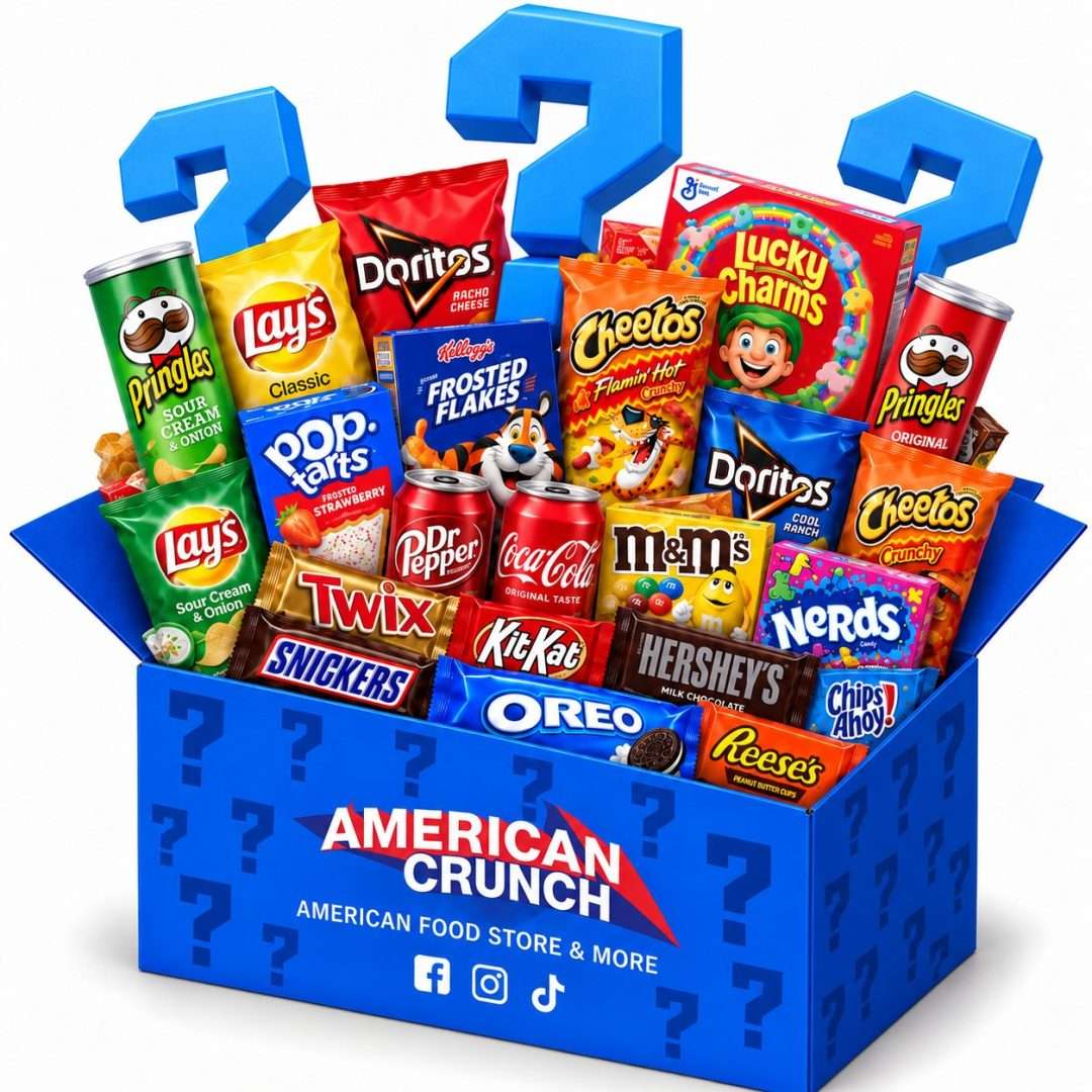 Mystery Crunchy Box di American Crunch con snack americani a sorpresa